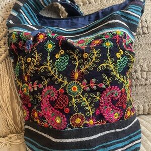 Vintage Mexican Embroidered Floral Tote Bag Crossbody Hobo Festival Purse​
